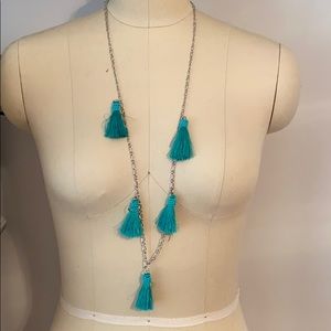 Tassle statement necklace with silver chain